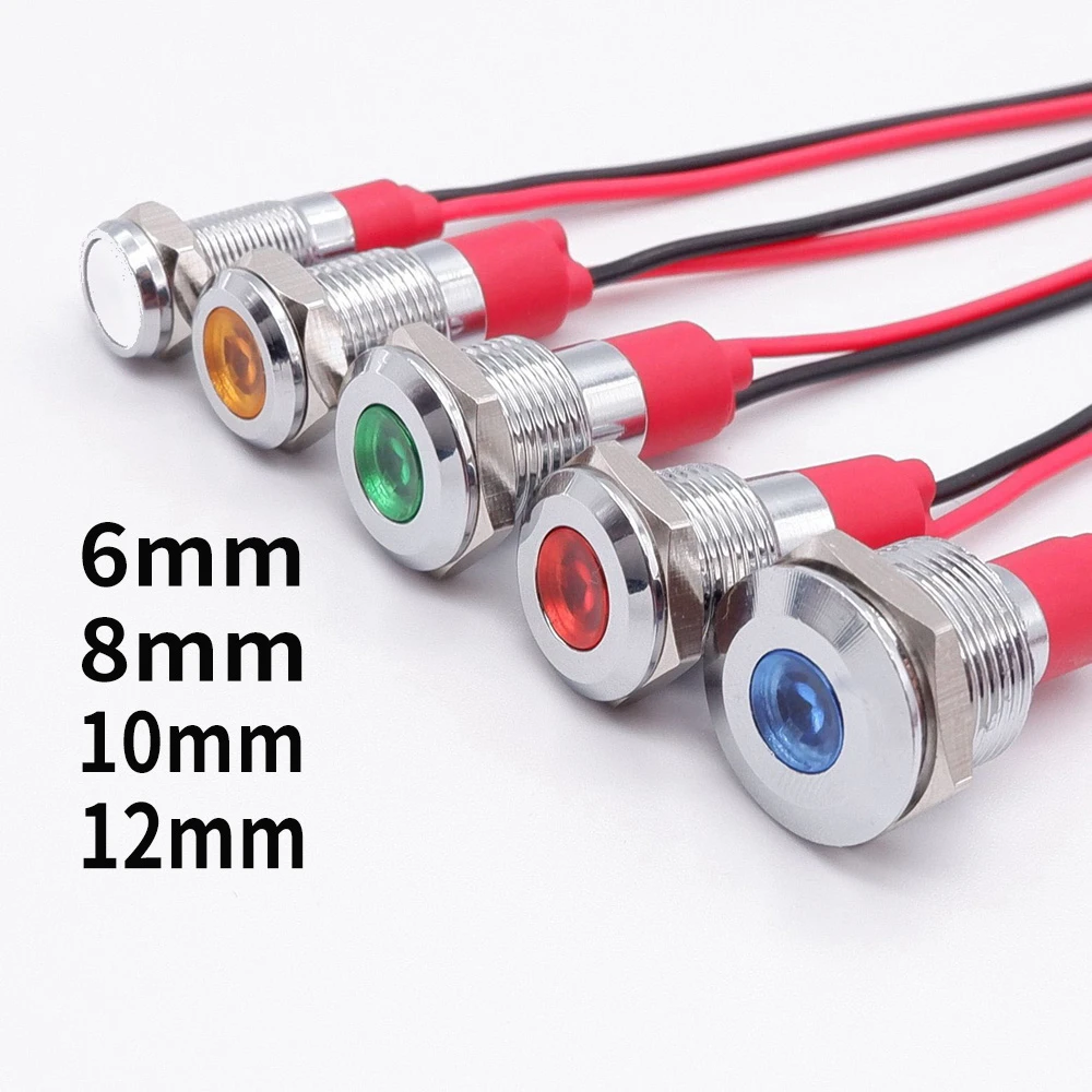 6mm 8mm 10mm 12mm Metal LED Warning Indicator Light Signal Lamp Pilot