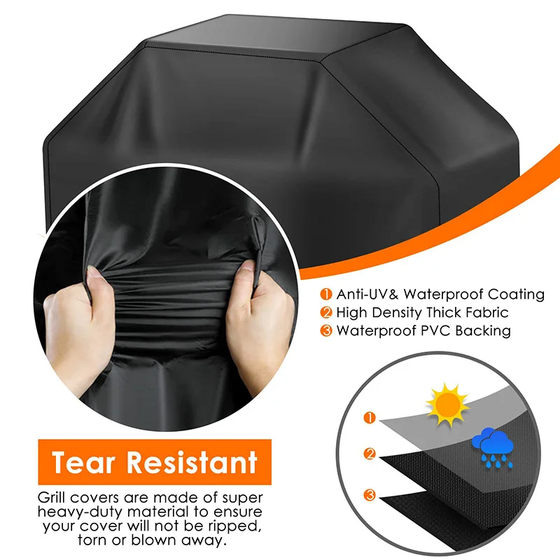Grill Cover 420D Oxford PU BBQ Grill Cover Outdoor Dustproof Waterproof Heavy Duty Grill Cover Anti-UV Rainproof Protective Barbecue