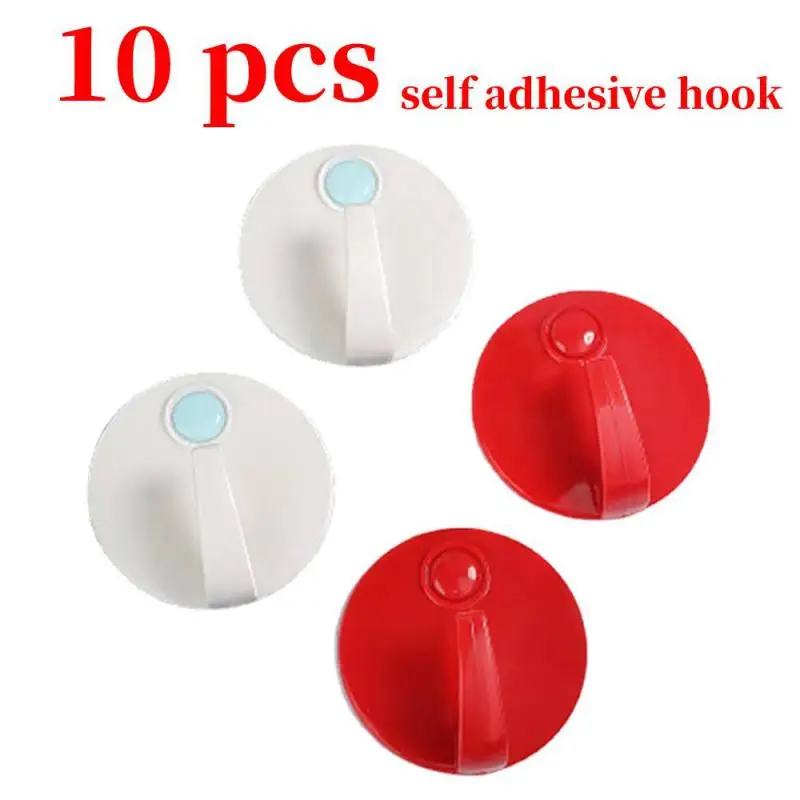 

10pcs Plastic Wall Hook Adhesive Hooks Multi-purpose Hangers Traceless Strong Sucker Home Accessories For Kitchen Bathroom