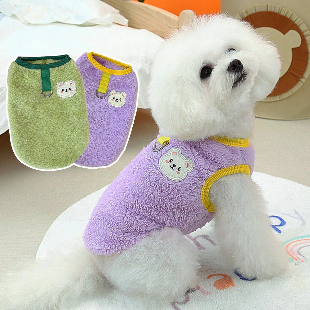 

Pet Clothes Cute Dog Clothes Pet Vest Pet Costume Dog Clothing Cat Coat Dog Jacket Warm With Bear Cloth Patch Fleece Costume