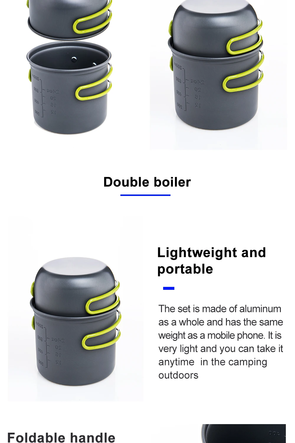 Description Picture 4 of itemWidesea Ultralight Camping Cooking Utensils Outdoor Tableware Pot Set Hiking Picnic Travel Tourist Dishes Supplies Equipment