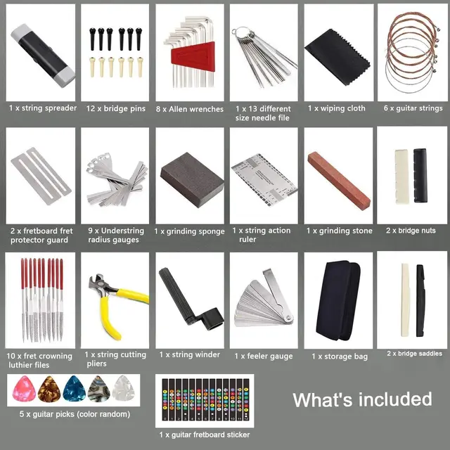 72Pcs Guitar Repairing Maintenance Accessorie Tool Kit, Guitar Gifts for Luthier Tools Parts 3