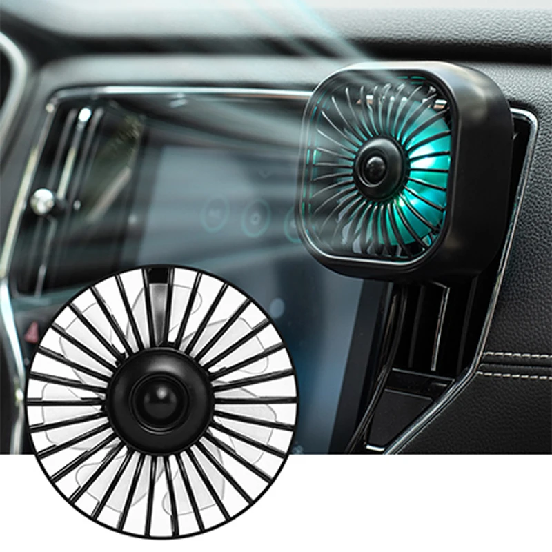 Car Mounted Small Fan USB Small Electric Fan for Car Air Outlet Gale Cool Colorful Light Automotive Supplies 1 PC electric fan car fan
