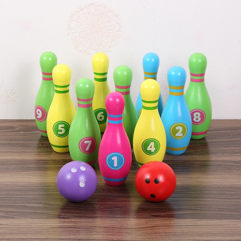 Wooden Bowling for Children Indoor Sports Set Kindergarten Baby Parent-child Outdoor Ball