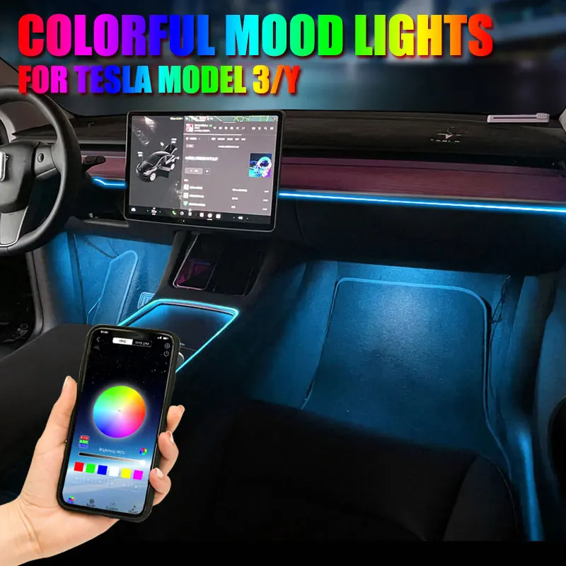 Center Console Dashboard Neon Light Tubes For Tesla Model 3 Model