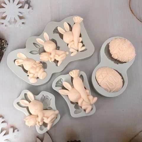 

3D Easter Cookie Mold Silicone Biscuit Cutter Cute Bunny Rabbit Egg Mould Easter Party Chocolate Fondant Cake Decorating Tools