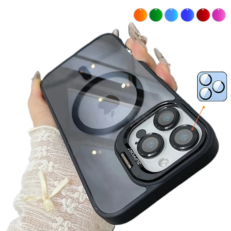 Premium Magnetic Ring Stand Case with Lens Protector and Wireless Charging Capability