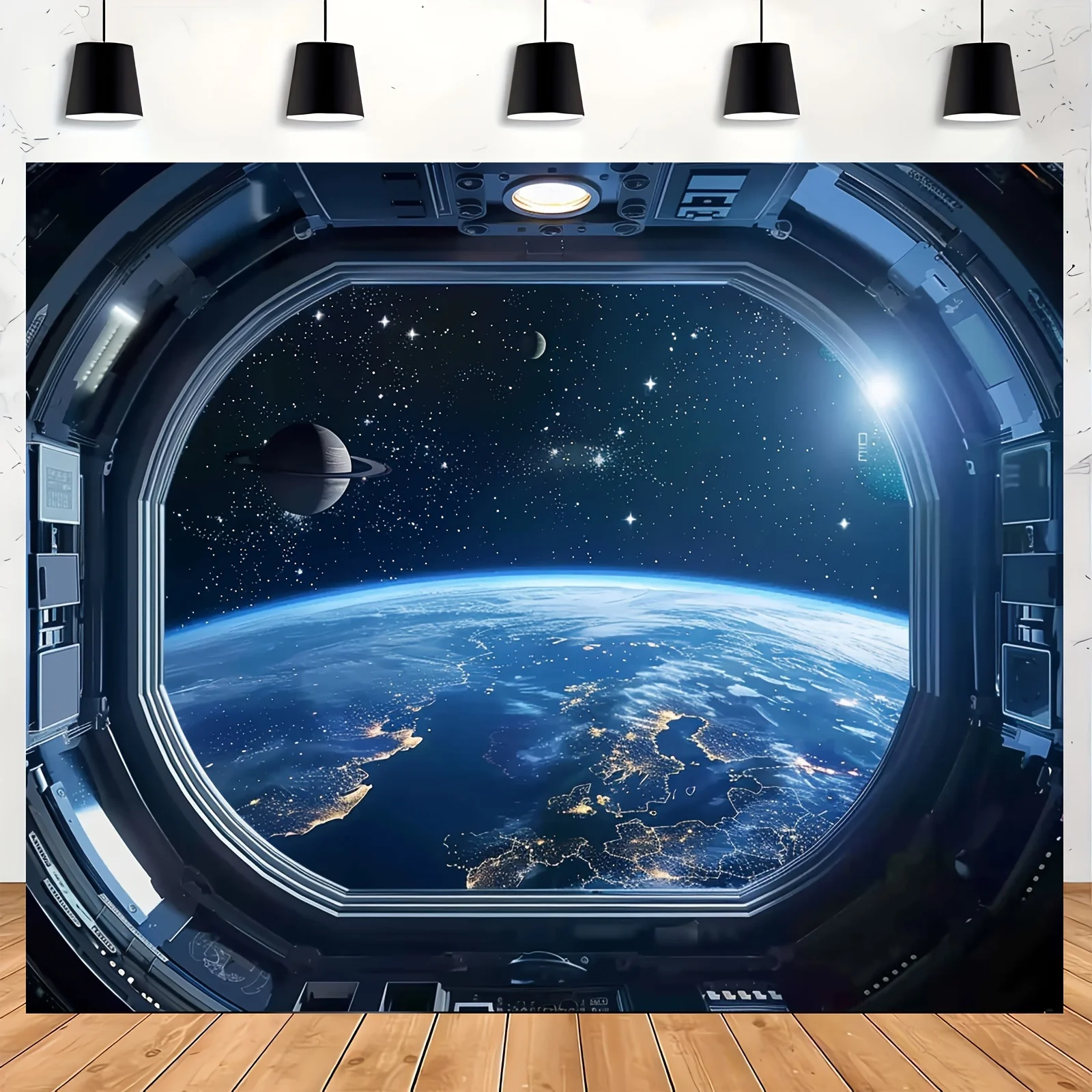 Weltraumthemenflaggen für Zuhause, Büro, Party, Fotokabinenhintergründe – vielseitige Science-Fiction-Planeten-Dekorationen für jeden Anlass – Detail 9