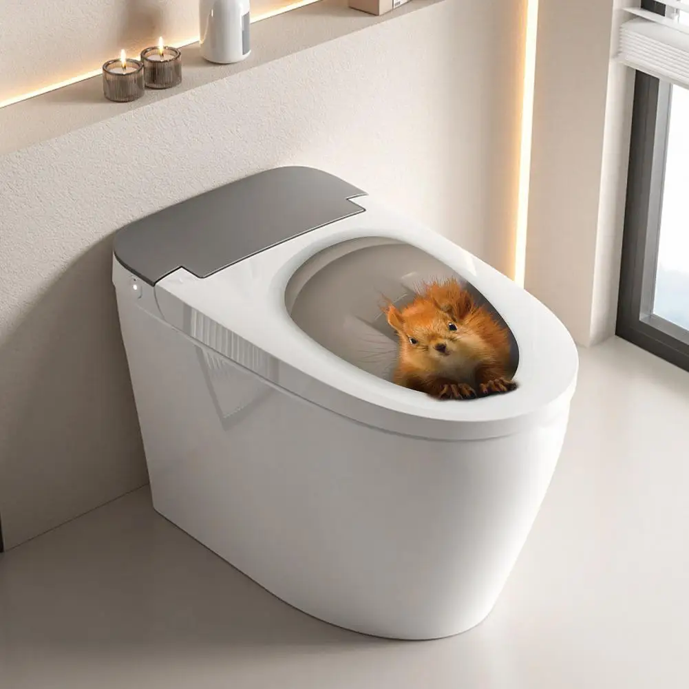 Toilet Lid Sticker Diy Toilet Lid Decal Funny 3d Squirrel Decal Wall Sticker Waterproof Removable with Strong