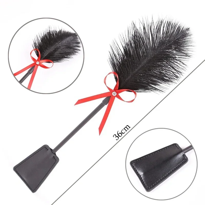 BDSM Feather Tickled Whip Erotic Punish Leather Spanking Paddle Play Flogger For Couple Woman Lover sex toys erotic sex toy sex party toys sex bondage toys