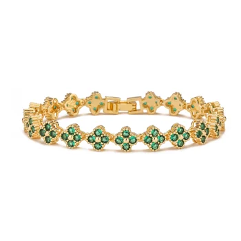 HECHENG,AAAAA Brass 18K gold-plated Flower Necklace Bracelet Jewelry Set ，for Christmas gift for women and best friend 14