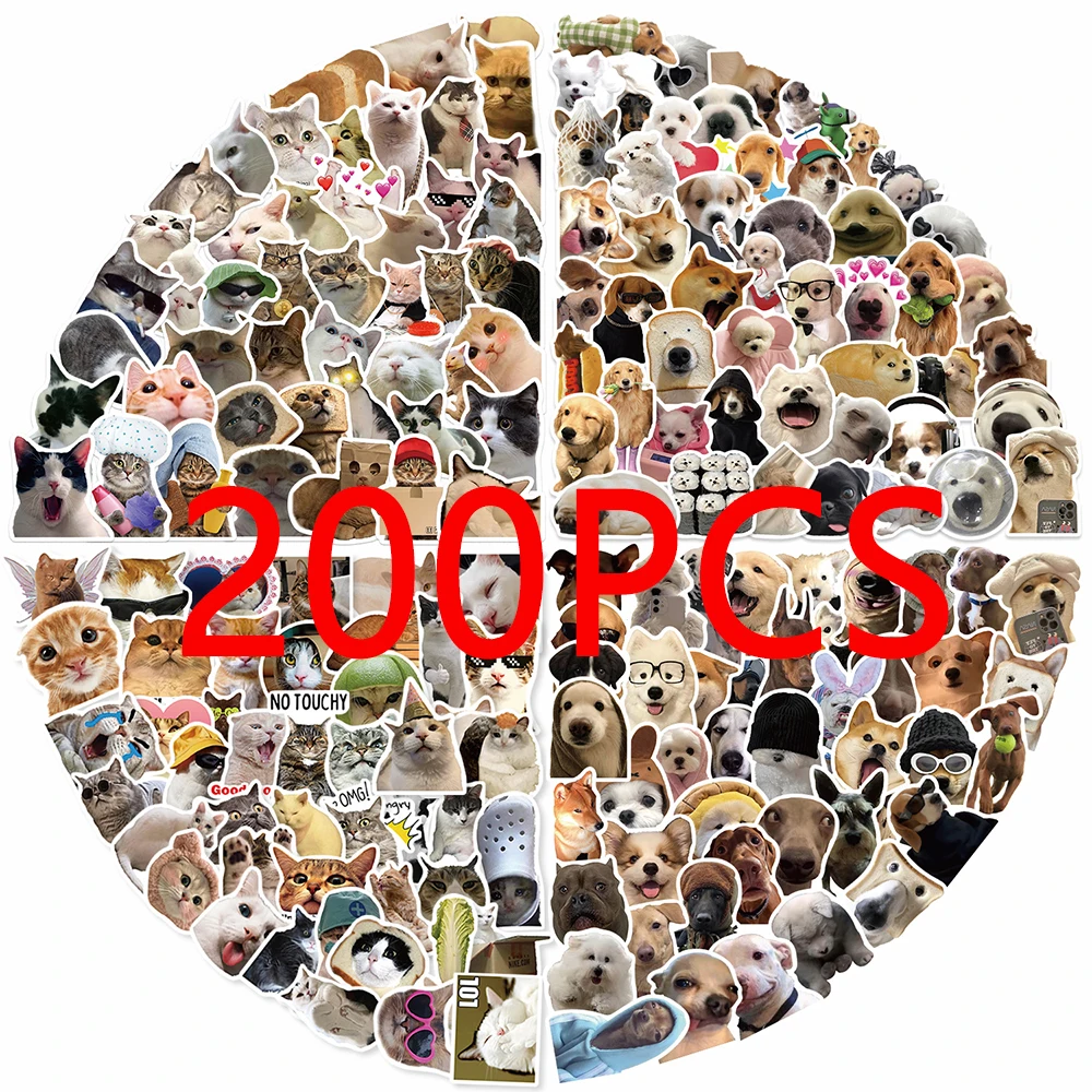 50/100/200 stücke Lustige Nette Katze Hund MEME Tier Aufkleber Kawaii Aufkleber DIY Laptop Telefon Auto Koffer Dekoration Aufkleber kinder Spielzeug