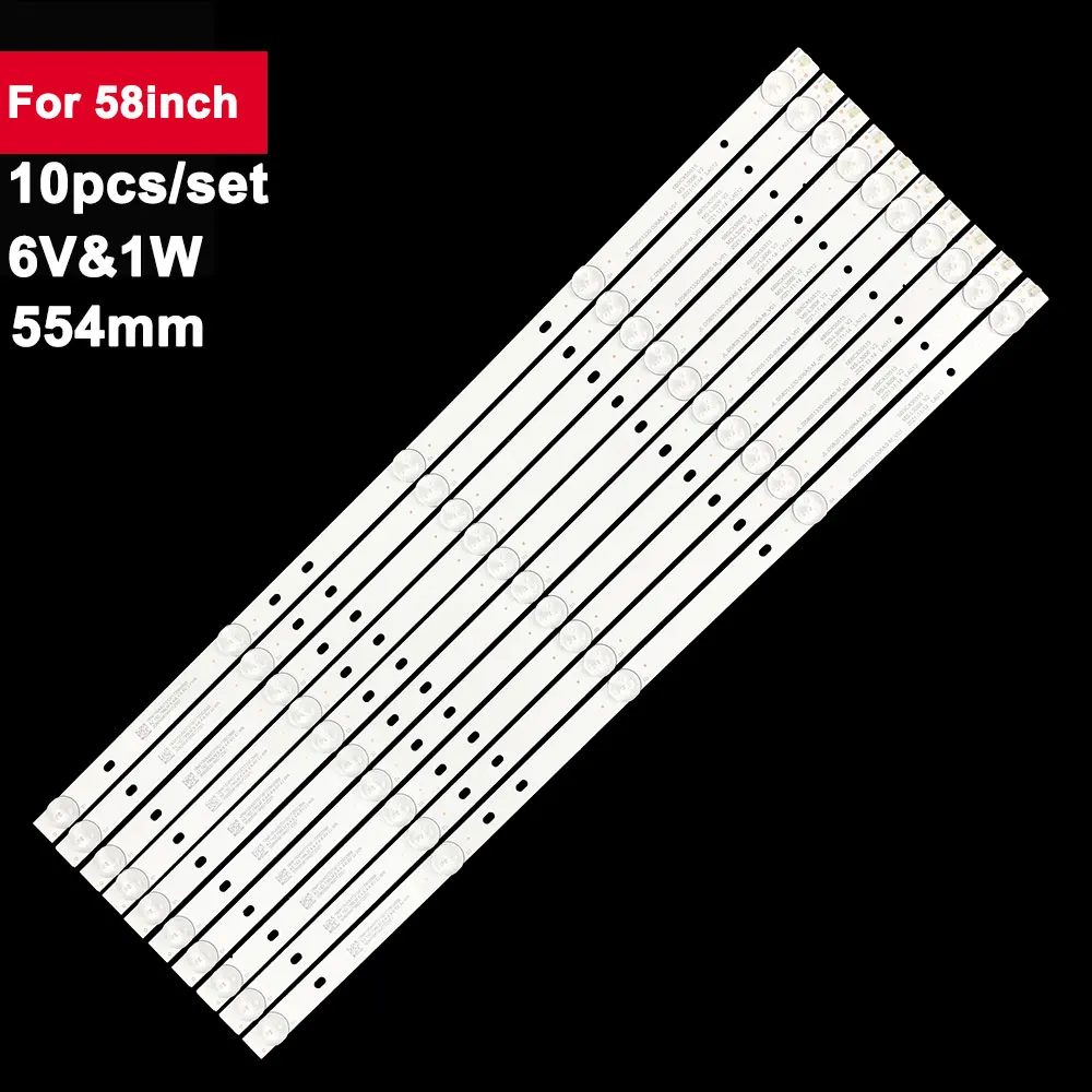 Strisce Di Retroilluminazione A Led Da 10 Pezzi 6V Per Tv 58 Pollici Jl.D58051330-006As-M_V01 Muslimexayp Ms-L3006