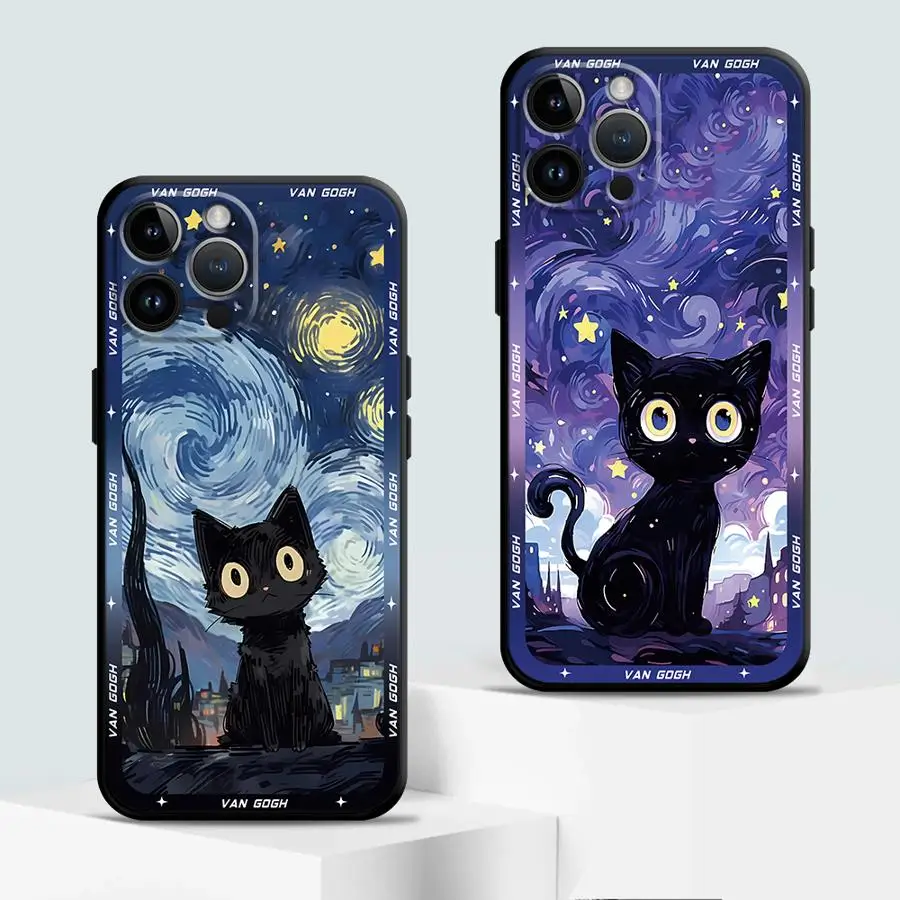Van Gogh Art Black Soft Cover Phone Case Shell Bumper
