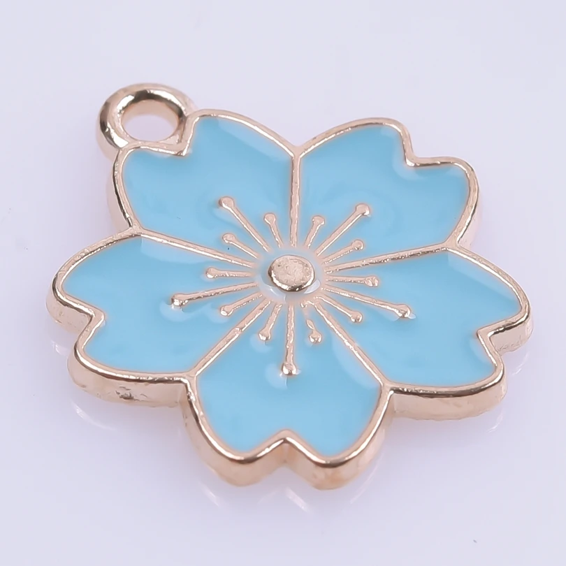 20 Pcs Alloy Oil Drops Flowers Sakura Pendants Blue Kawaii Cute Charms For  Jewelry Making Supplies Necklace Bracelet For Women - AliExpress