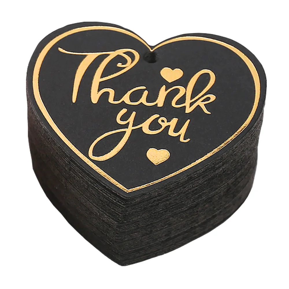 100pcs Heart Shaped Thank You Tags Red White Black Paper Cards Labels Gift Bags Hang Tag Wedding Birthday Xmas Party Supplies