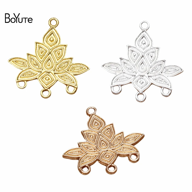 

BoYuTe (50 Pieces/Lot) 24*24mm Alloy Porous Lotus Connector Charms Pendant Materials Handmade Diy Jewelry Accessories
