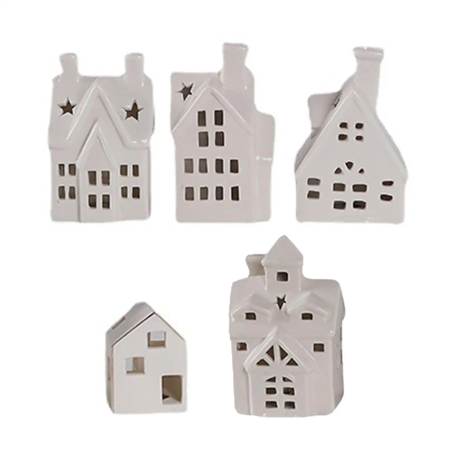 Ceramic Candle Holder Small House Shaped Modern For Tabletop Festival
