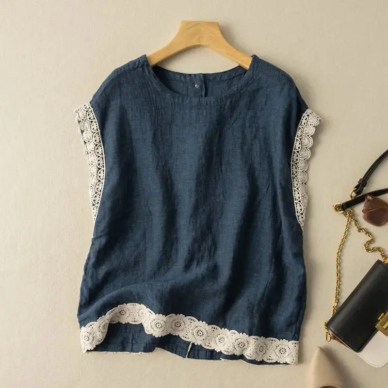 Linen sleeveless undershirt 2023 summer new women's Korean literary