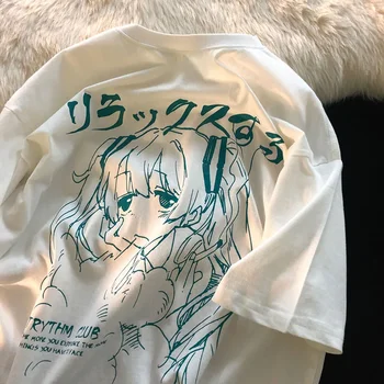 Women's Y2K Japanese Harajuku Graphic T-Shirt Kawaii Anime Print Oversized Grunge Top for Casual Wear Graphic T Shirts 1