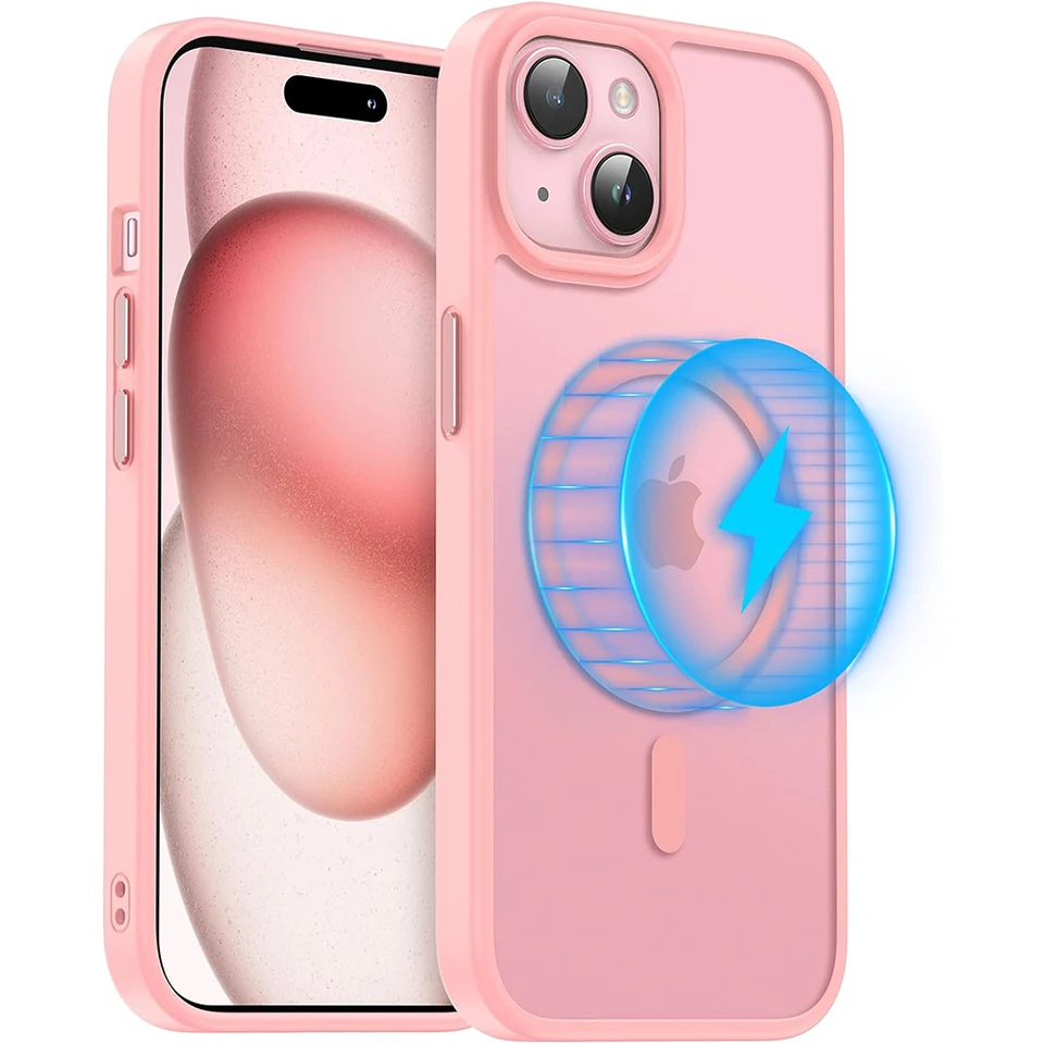 Custodia Magnetica Per IPhone 15 Pro Max Con MagSafe - Traslucida Rosa, Antiurto Con Protezione Fotocamera