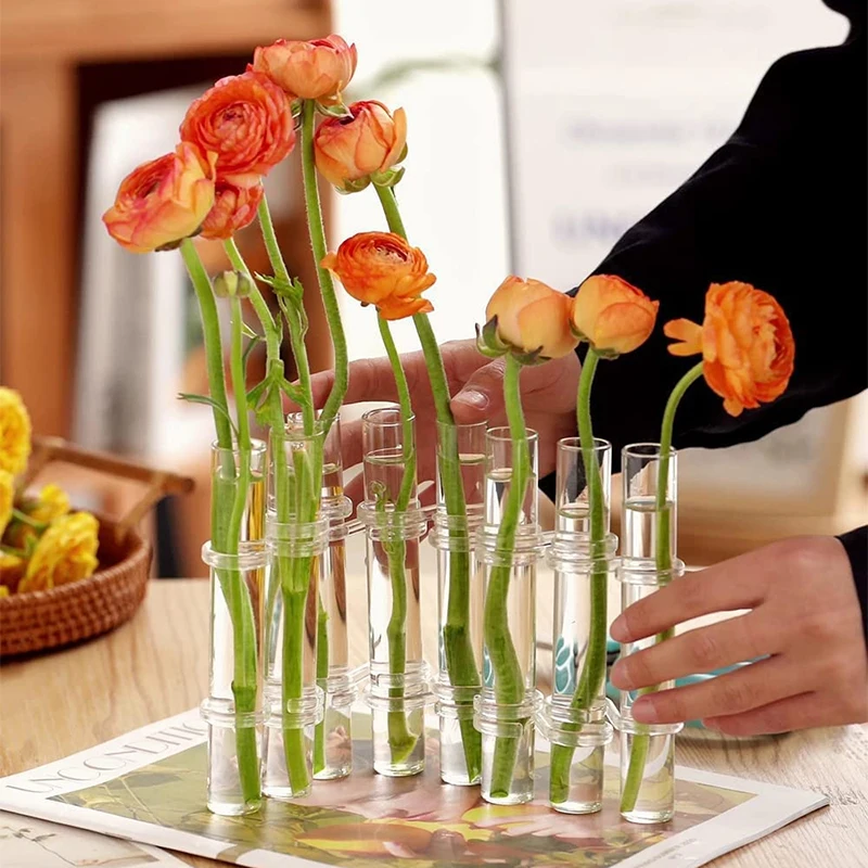 Modern Flower Vase Glass Vase Tube Hinged Flower Vase Plant Holder Nordic  For Home Living Room Decor Ornament Flower Arrangement - AliExpress