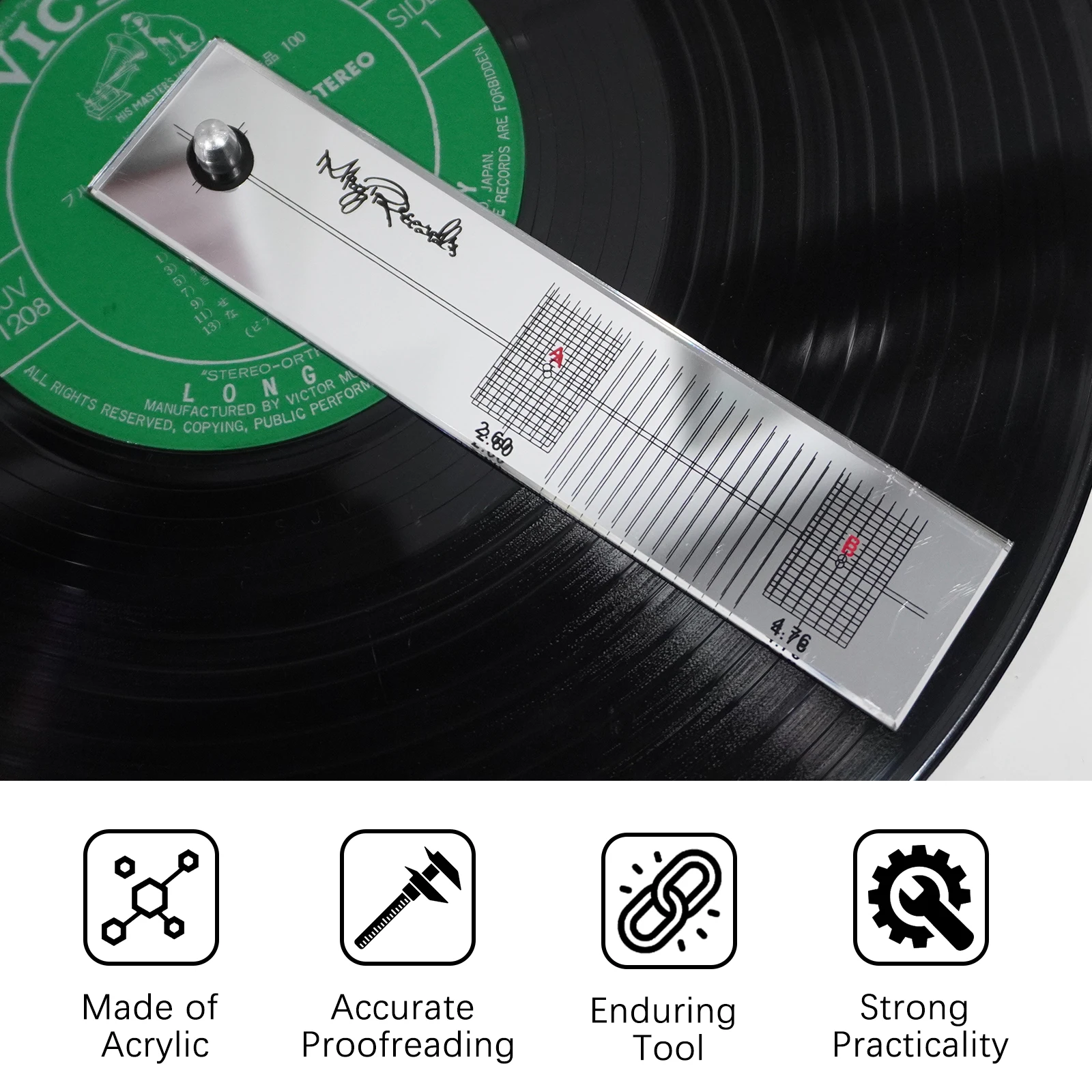 Mayrecords Mirror Ruler Reflective Cartridge Stylus Alignment Protractor Adjustment Tool Phonograph Accessories vinyl record ruler mirror adjustment ruler phonograph cartridge adjustment tool