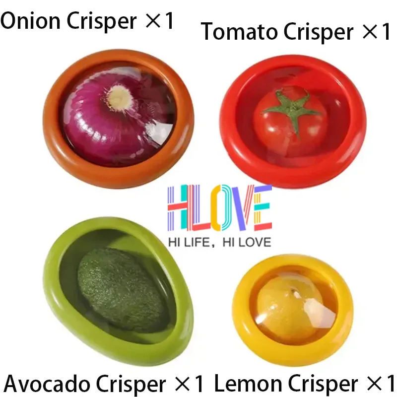 Description Picture 3 of itemFruit and Vegetable Preserves Clear Lid Containers - Red Green Orange Yellow Sealed Keepers for Avocado Tomato Onion Lemon