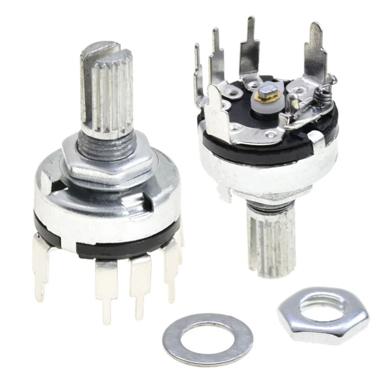 5Pcs RV17 With Switch Potentiometer B1K 2K 5K 10K 20K 50K Handle Length 15mm 5Pin Switch Carbon Film Potentiometer multiturn potentiometer linear potentiometer rotary potentiometer potentiometer kit trimmer potentiometer adjustable resistor