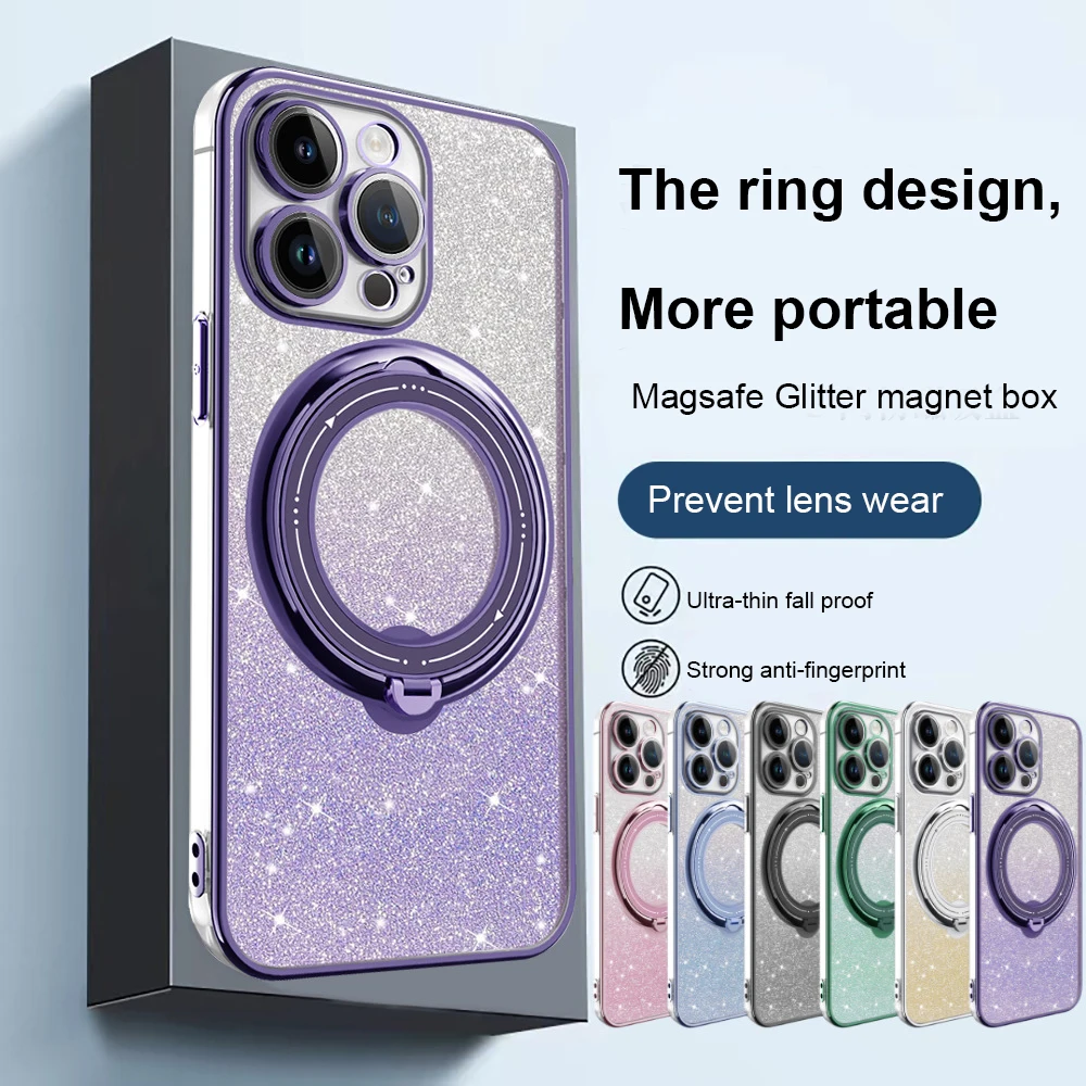 

Магнитный чехол с поворотным кольцом для iPhone 15 14Plus 13 12 11Pro Max XS XR