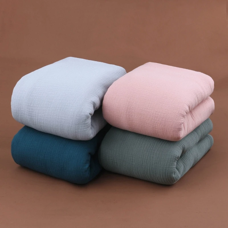 4 Layers Thicken Baby Blanket Solid Color Cotton Gauze Muslin Newborns Baby Swaddle Wrap Security Blanket Quick-dry Bath Towel solid color white border gauze quilt breathable summer washed cotton nap cover blanket single double children adult blanket