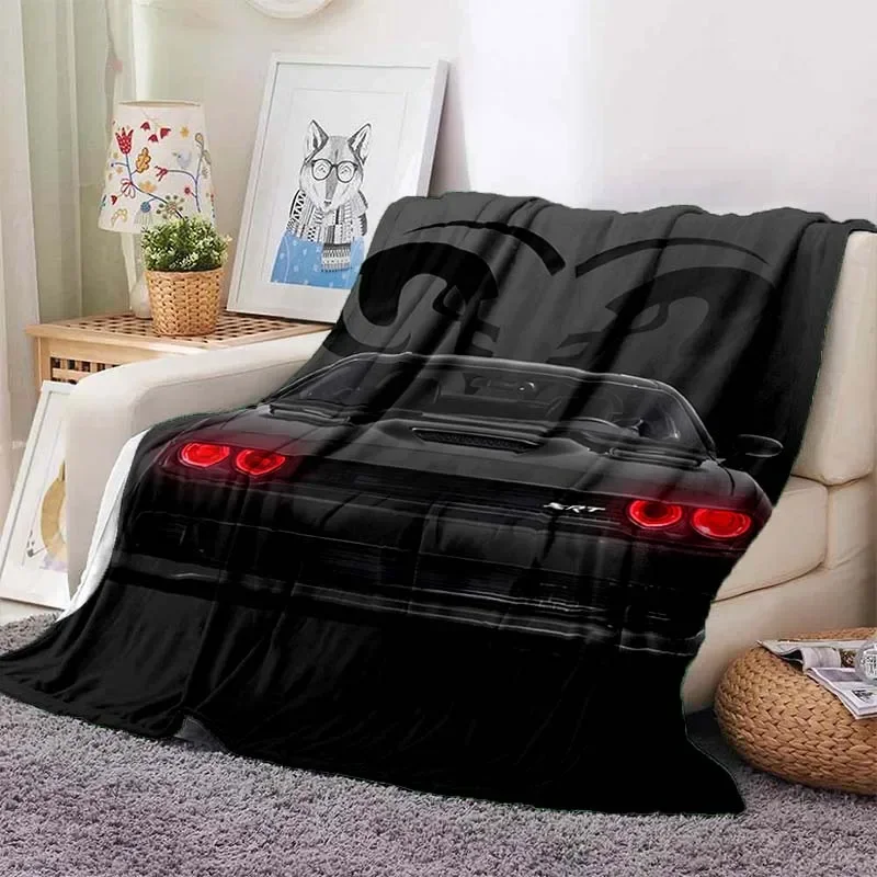 Famous Racing Car SRT Hellcat Demon Dodge Challenger Blanket Home Bedroom Sofa Casual Flannel Shawl Blanket Adult Soft Bed Sheet 2