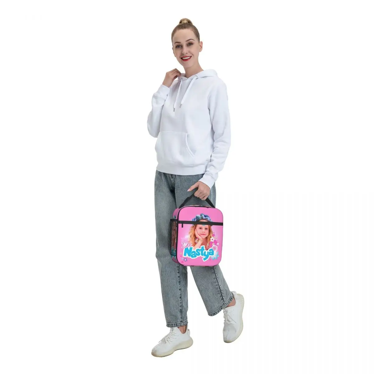 Cute Like Nastya Insulated Lunch Bag Portable Kawaii Cartoon Lunch Container Thermal Bag Tote Box Beach Outdoor Men Women