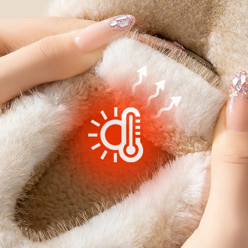 2025 Winter Warm Fluffy Slippers Women Comfort Indoor Soft Sole Cotton Padded Shoes Woman Slip On Anto Slip Plush Slides Female