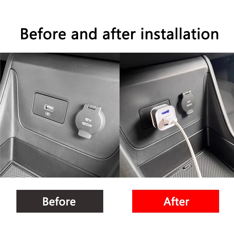 For BYD Seagull 2023-2024 3 IN 1 Car Charger USB Expander USB data