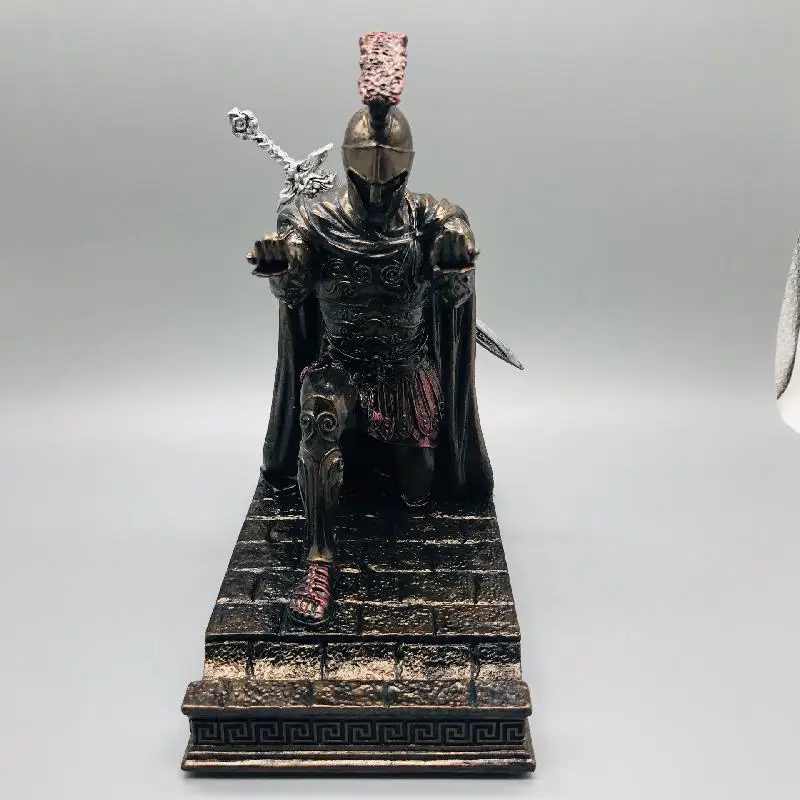 Executive Knight Pen Holder Helmet Bronze Statue Armor Roman Knight Kneeling Mobile Phone
