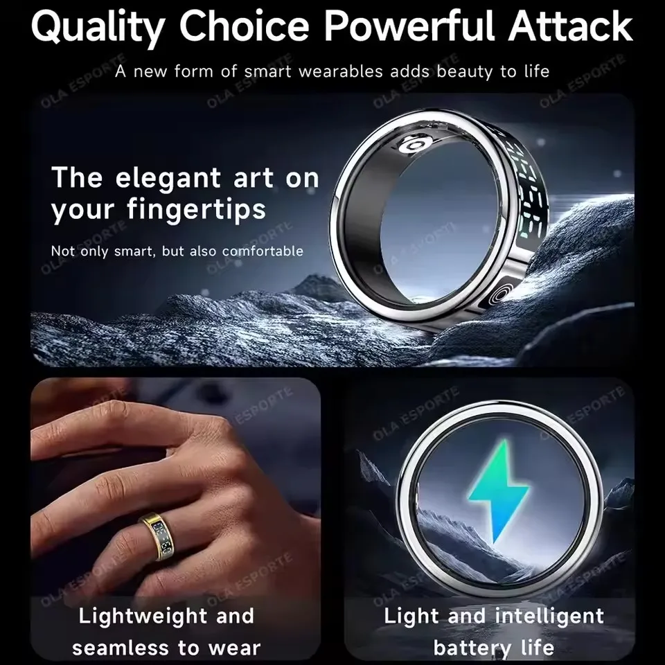 2025 Smart Ring with Display Screen and Touch, Wireless Charging, Health Manager, 5 ATM Waterproof For Men Women Rings R12 R11 4