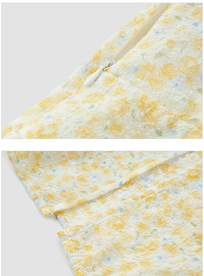 Vestido de mujer de gasa con tirantes altos y abertura, vestido de verano nuevo, vestido ajustado con flores fragmentadas, suave