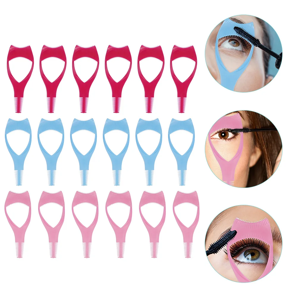 

21 Pcs Three-in-One Eyelash Card Mascara Applicator Guide Makeup Tool Curler Shield Guard Brush