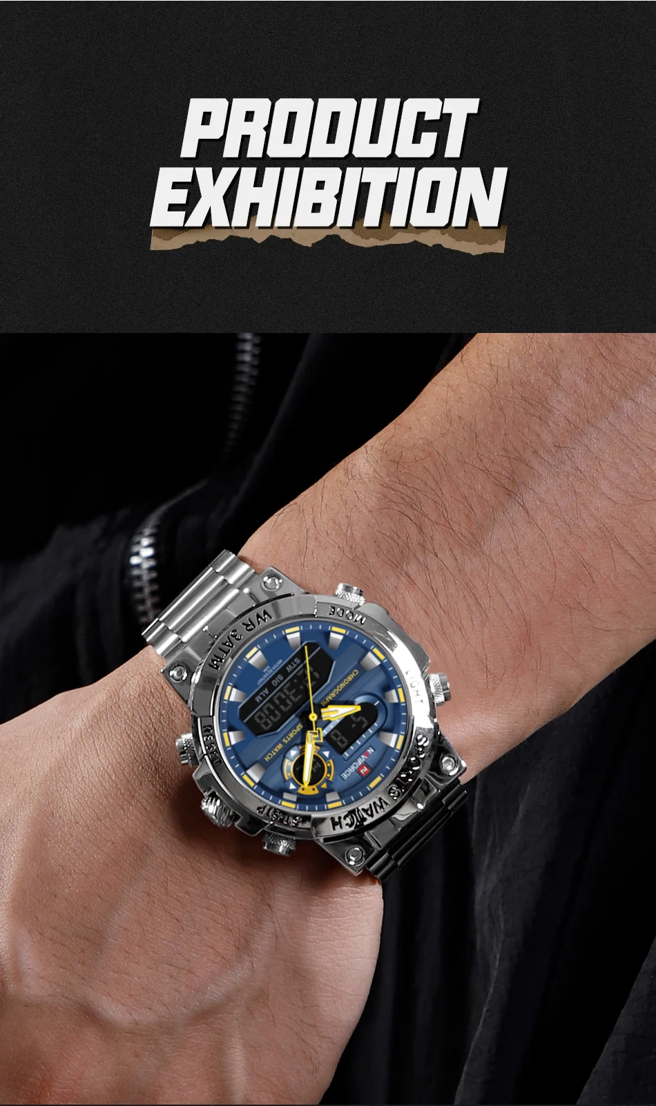 Digital Quartz Watch Men Waterproof Luminous Date Chronograph_voghion.com