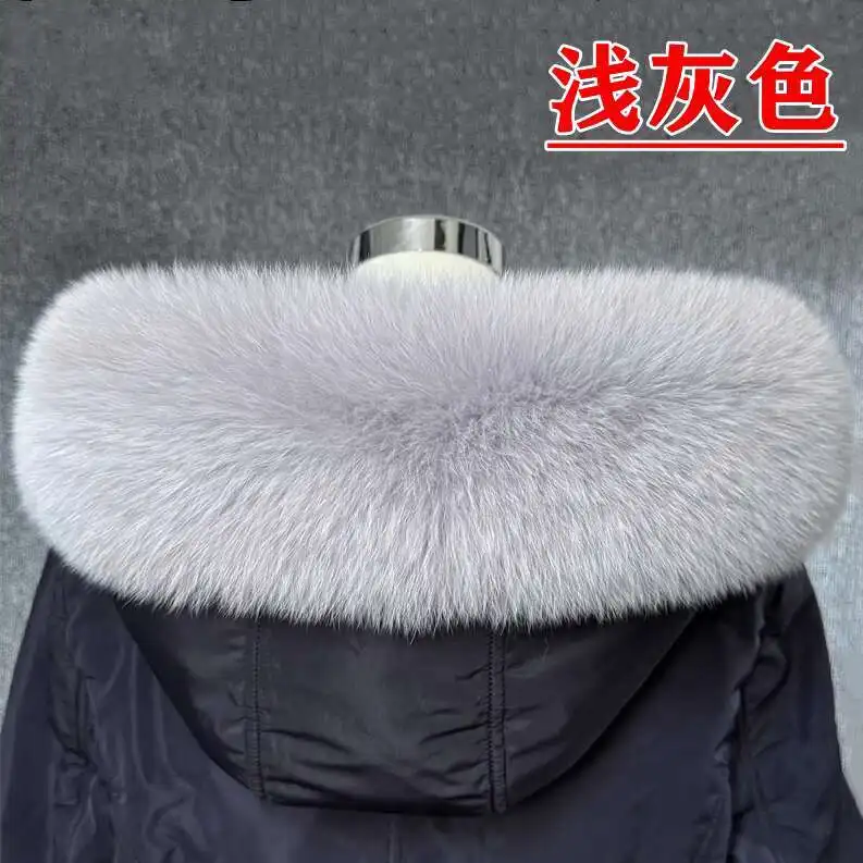 Real Fox Fur Collar Women Universal Hat Strip Down Jacket Fur Collar Winter Warm Fur Scarf Shawl Luxury Neck Warmer Fur Scarf