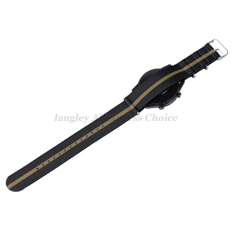 Black Gold Nylon Ribbed Strap - Stylish Military Sport Watchband Bracelet