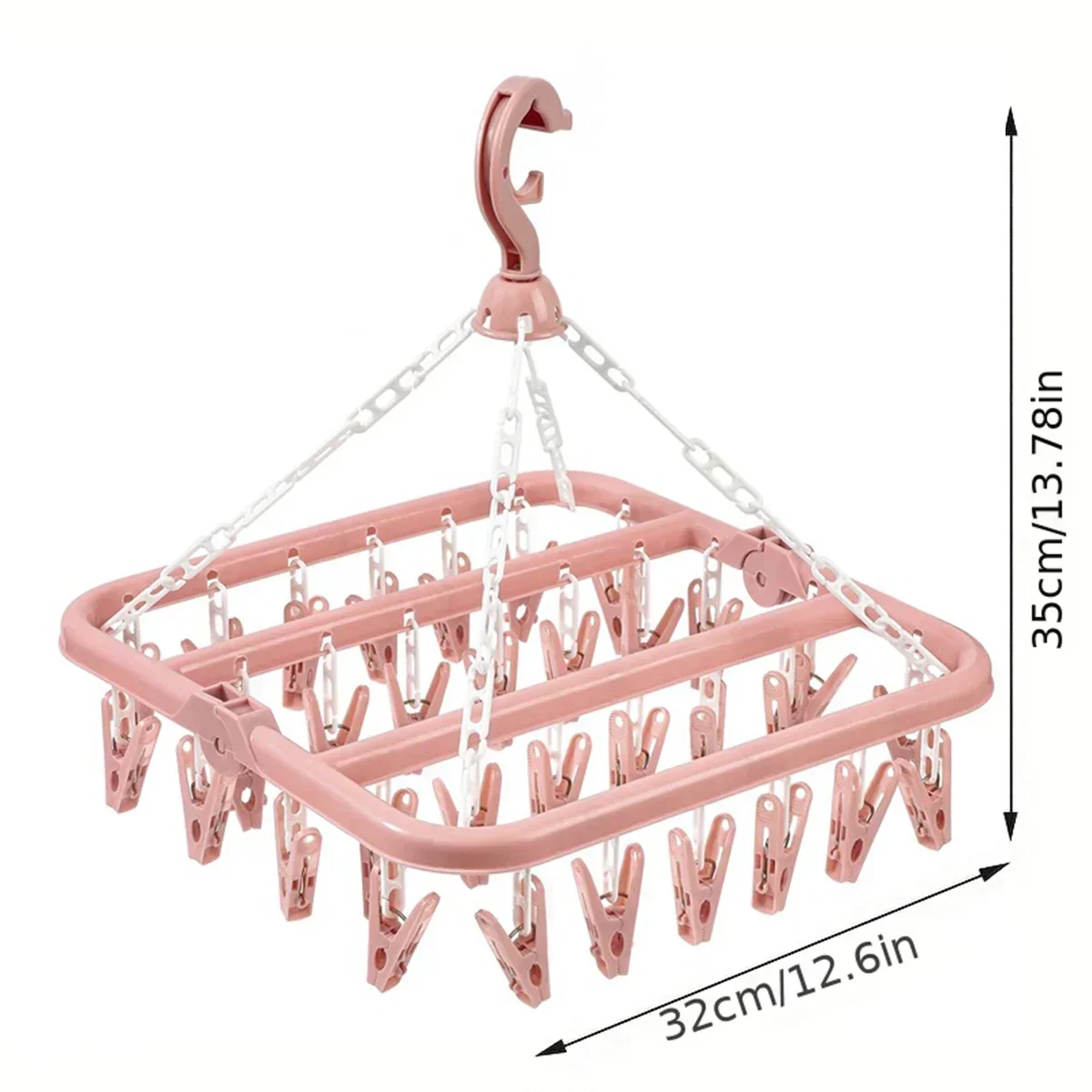 32-clip Large Capacity Plastic Socks Hanger, Underwear Durable Clothes Drying Rack, Clothes Rack For Baby, Household Storage 6