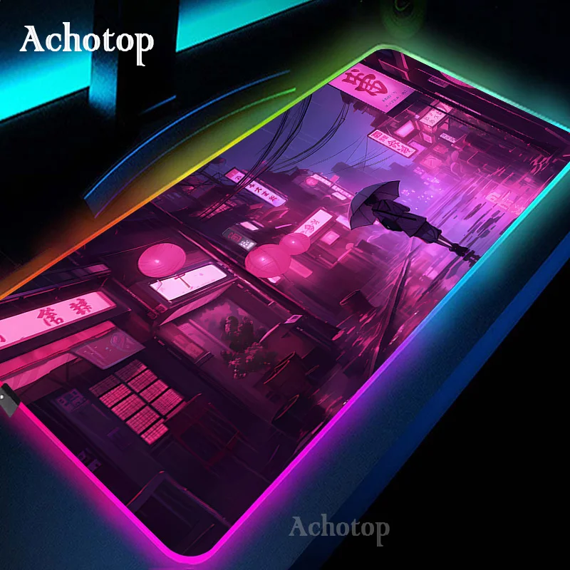 

Mousepad Gamer Neon City Computer Mouse Pad Gaming Pc Cabinet Games Desk Accessories Keyboard Mat Office Anime Extended Mats XXL