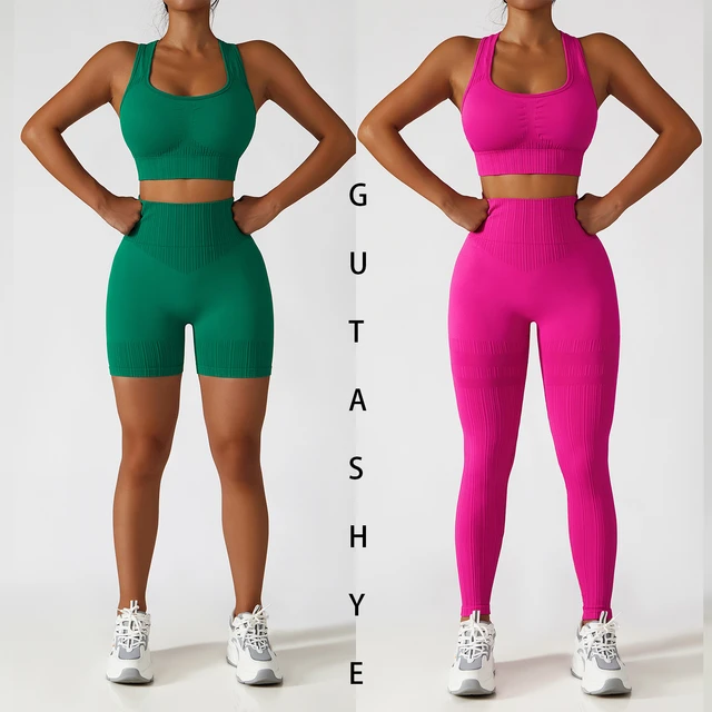 Pilates Clothes For Women Workout Outfits For Women 2 Piece Seamless Crop  Tank High Waist Yoga Leggings Sets