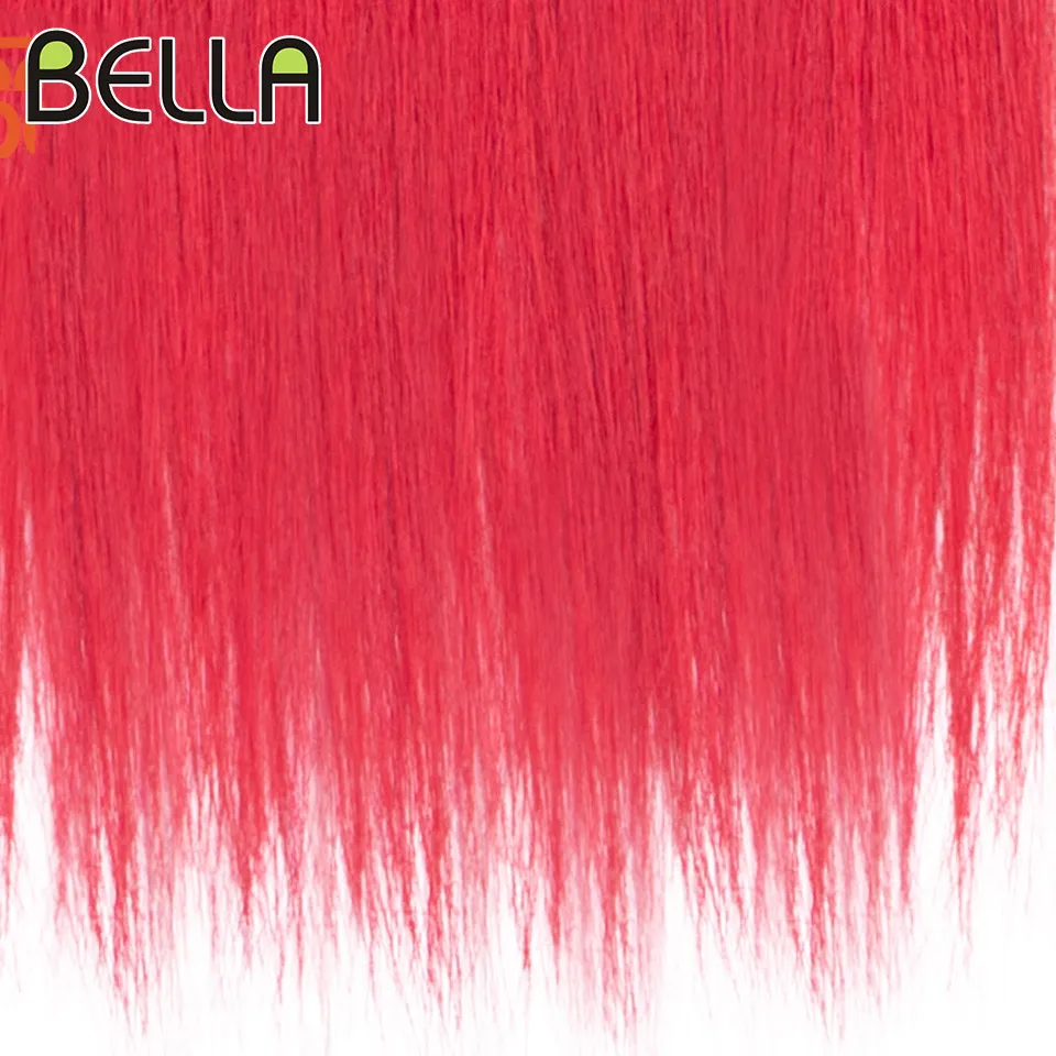 Bella Synthetic Hair Bundles 30 inch Salon Yaki Straight Hair Ombre Red Blonde High Temperature Fiber Ponytail Hair Extensions images - 6