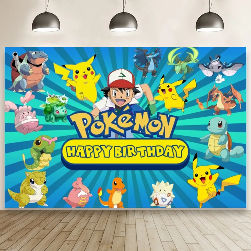 Pokemon Pikachu Photography Backdrop Birthday Party Kids Studio Photo Background 