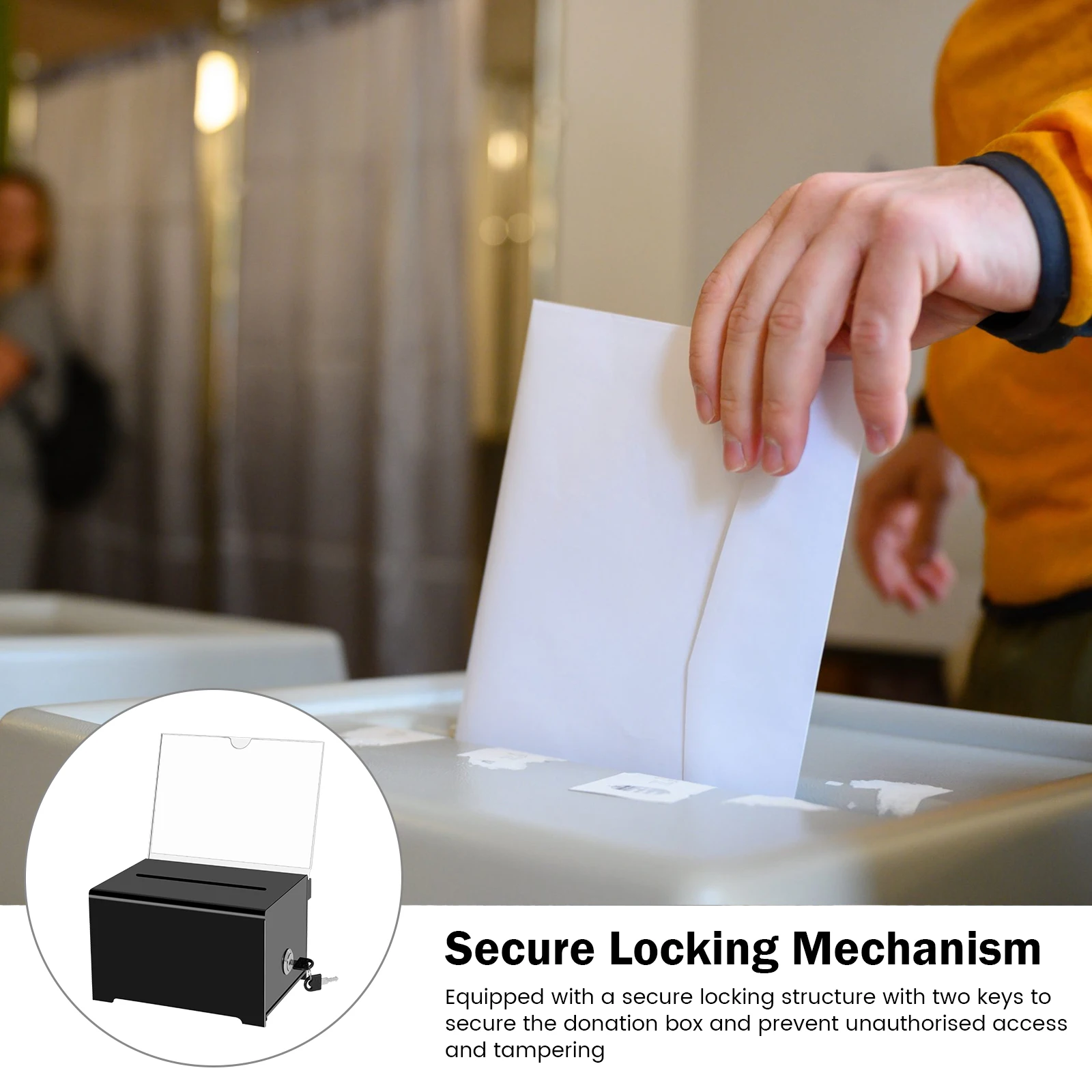 Acrylic Donation Box Portable Ballot Box With Key Suggestion Box For envelopes coins Fundraising Multipurpose Raffle Box 4