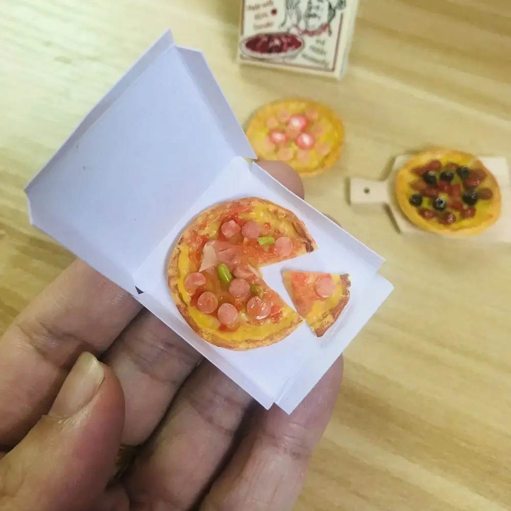 NEW 1 Set 1/6 Scale Dollhouse Miniature Pizza Mini Fruit Bacon Pizza Bread for Doll House Kitchen Play Toys Accessories 4