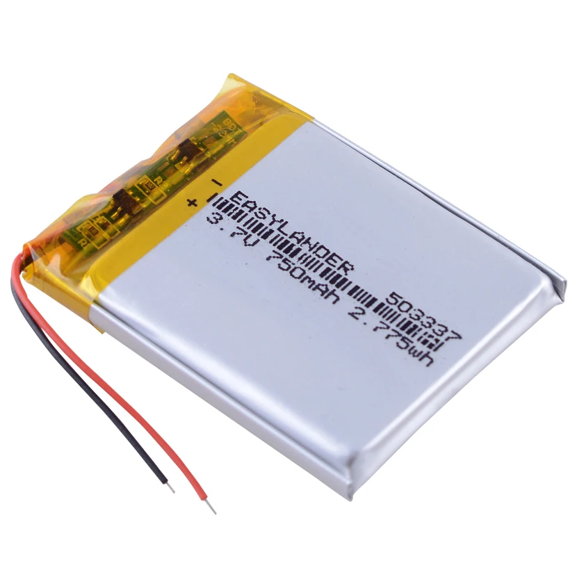 Rechargeable Lithium Batteries 3.7V EU053337p 750mah 503337 Rechargeable Lithium Li-ion Polymer Battery for Baby Monitor DVR GPS MP3 MP4